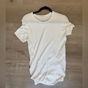 JOAH BROWN White Long Waffle-Knit Tee, Women’s One Size Only